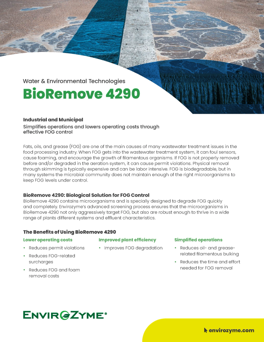 BioRemove 4290 Benefit Sheet