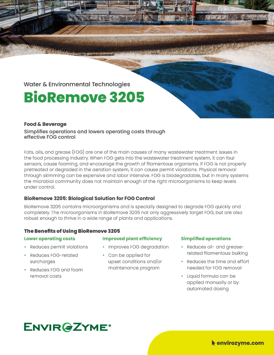 BioRemove 3205 Benefit Sheet