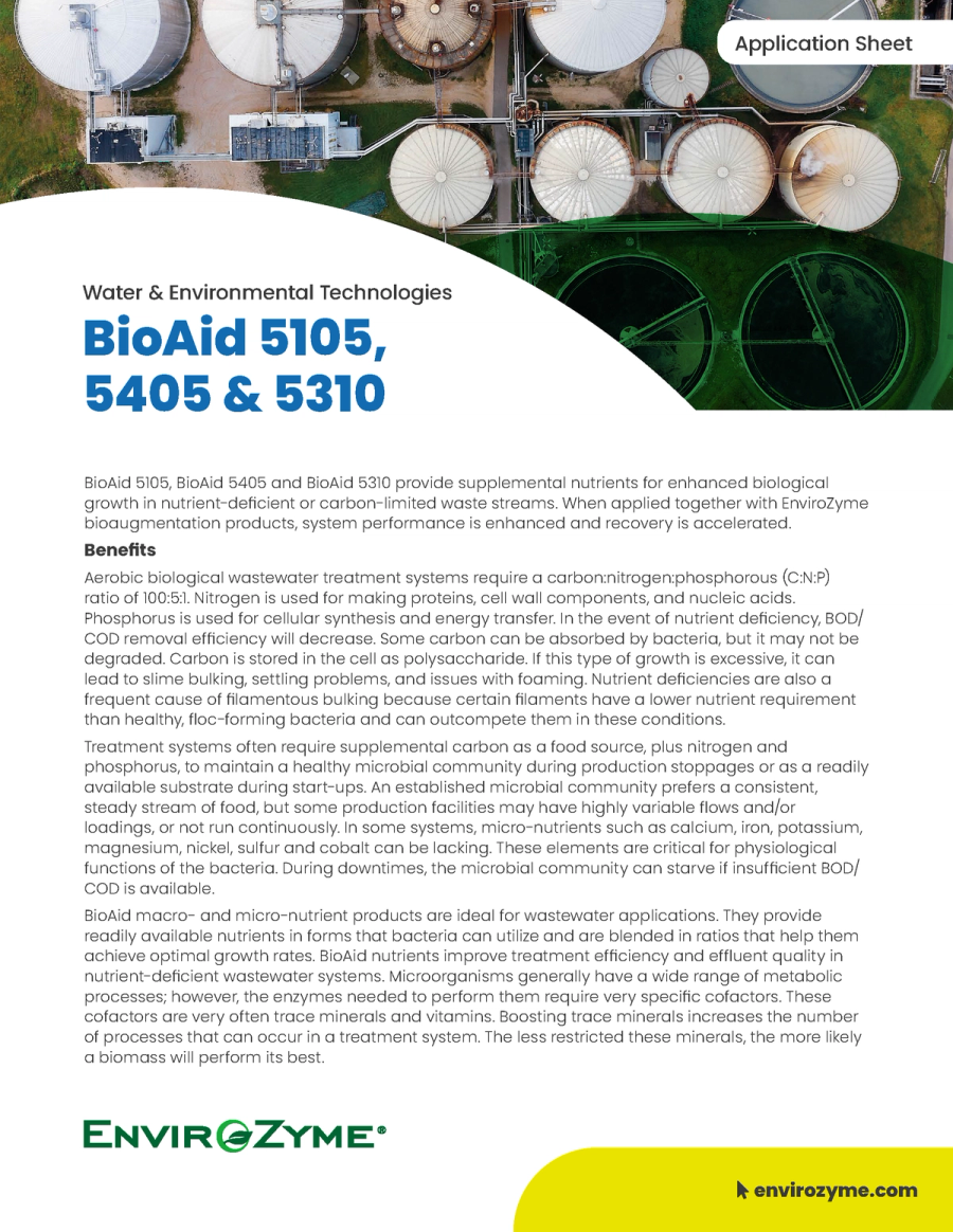 BioAid 5105, 5405 & 5310 Application Sheet