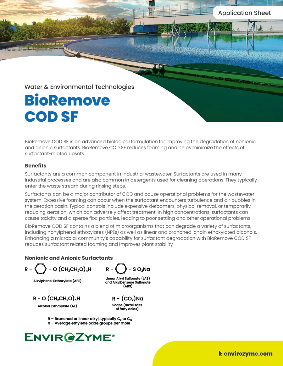 BioRemove COD SF Application Sheet